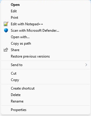 Restore Old Context Menu Windows 11