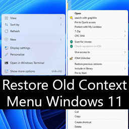Restore Old Context Menu Windows 11