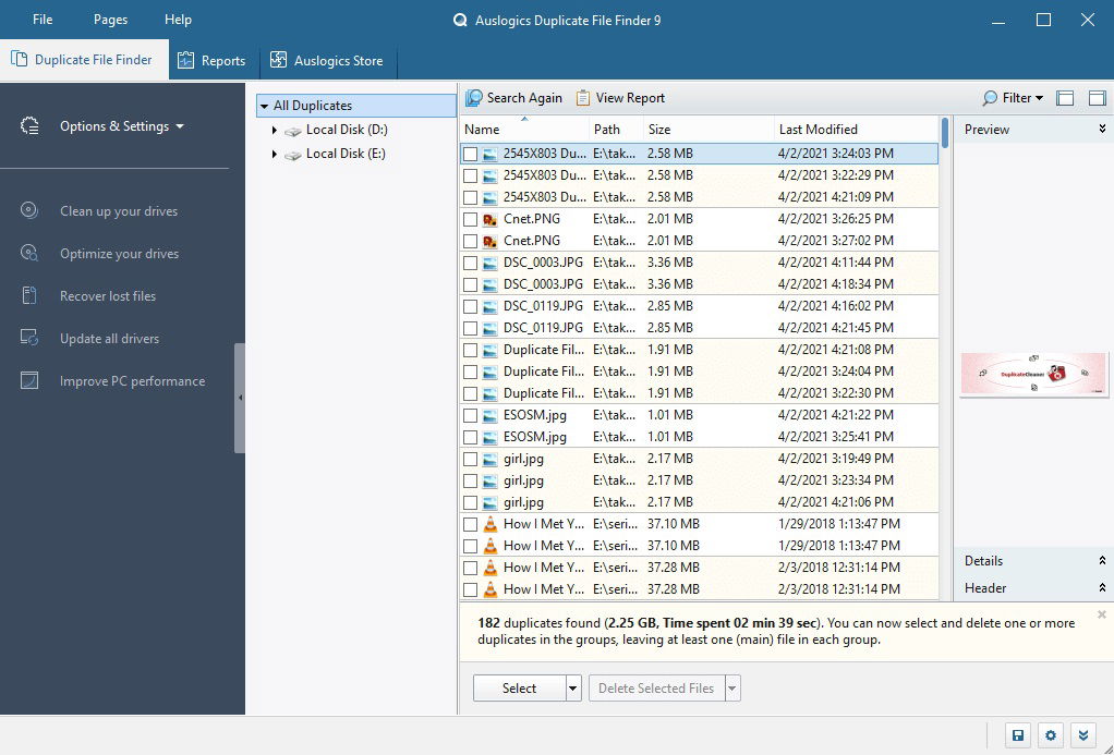 Auslogics Duplicate File Finder