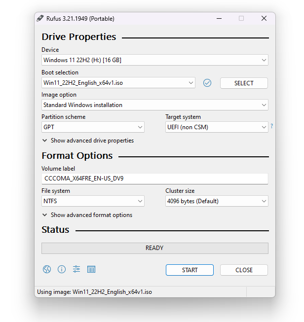 Install Windows Using Rufus