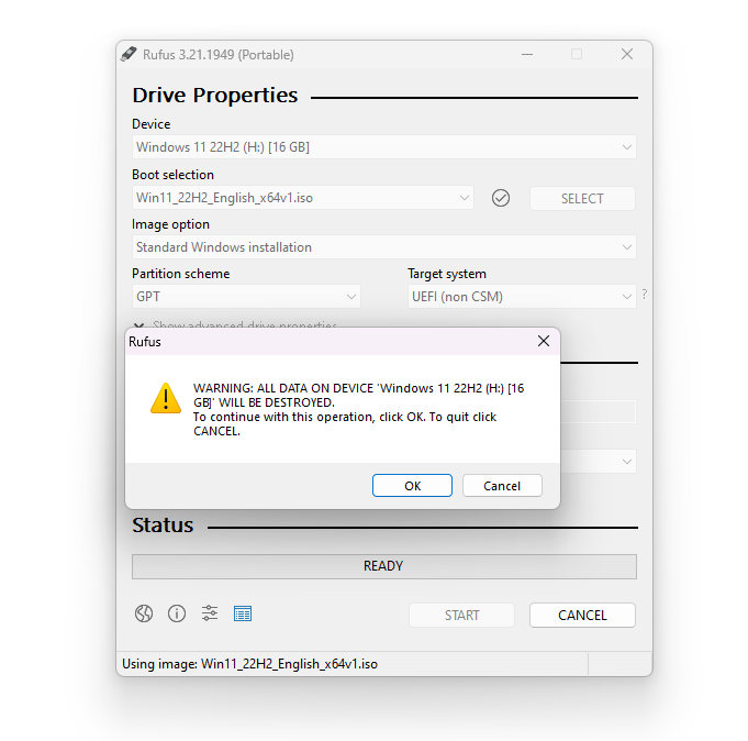 Install Windows Using Rufus