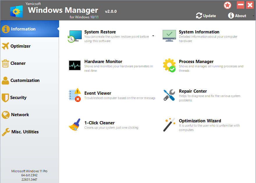 Yamicsoft Windows Manager Screenshot