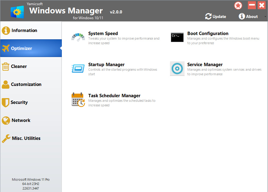 Yamicsoft Windows Manager Screenshot