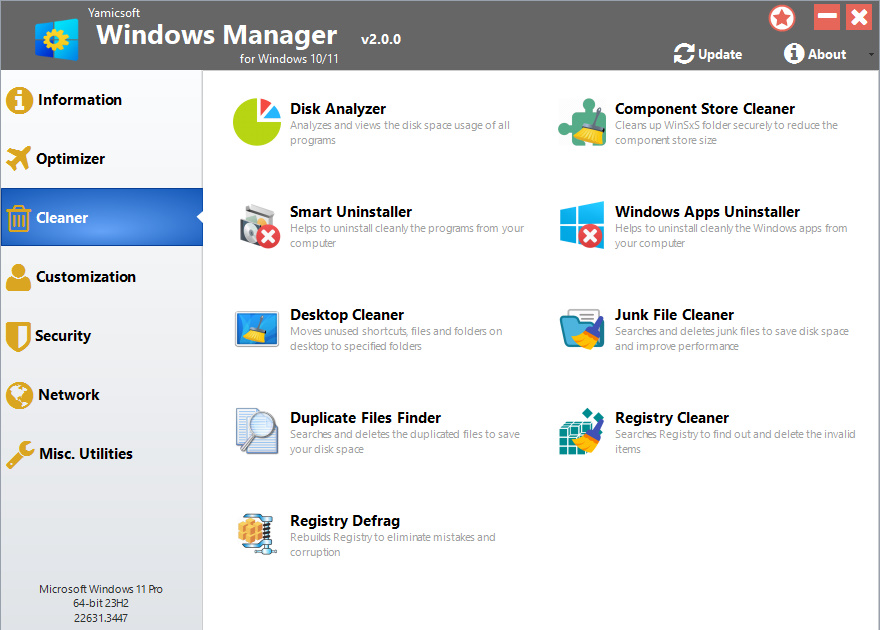 Yamicsoft Windows Manager Cleaner